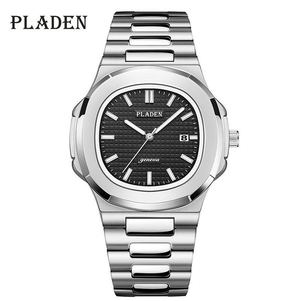 

wristwatches pladen sell watches for men luxury stainless steel strap quartz watch fashion waterproof business casual clock drop, Slivery;brown