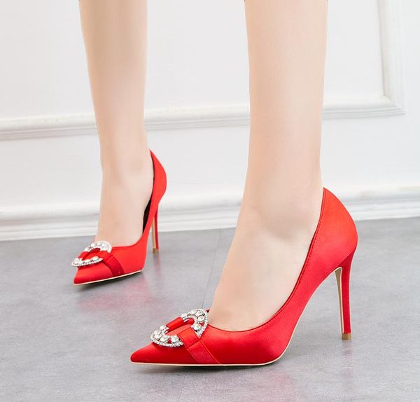 

dress shoes women pumps crystal high heels spring fashion pointed toe kitten wedding bigtree stiletto, Black
