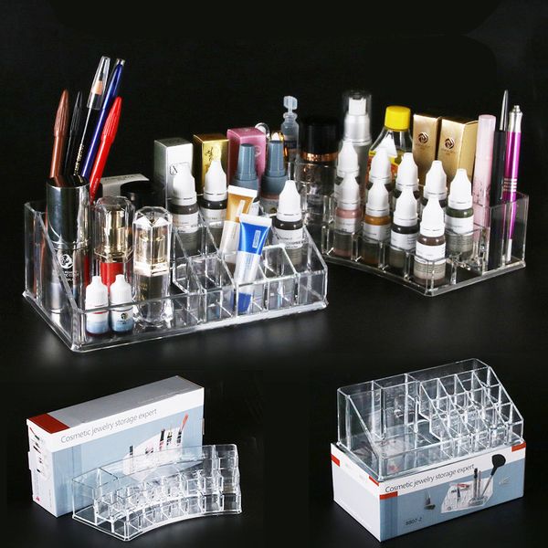 

permanent makeup 16 holes acrylic tattoo ink cup clear crystal box makeup pigment cups caps storage container rack holder stand