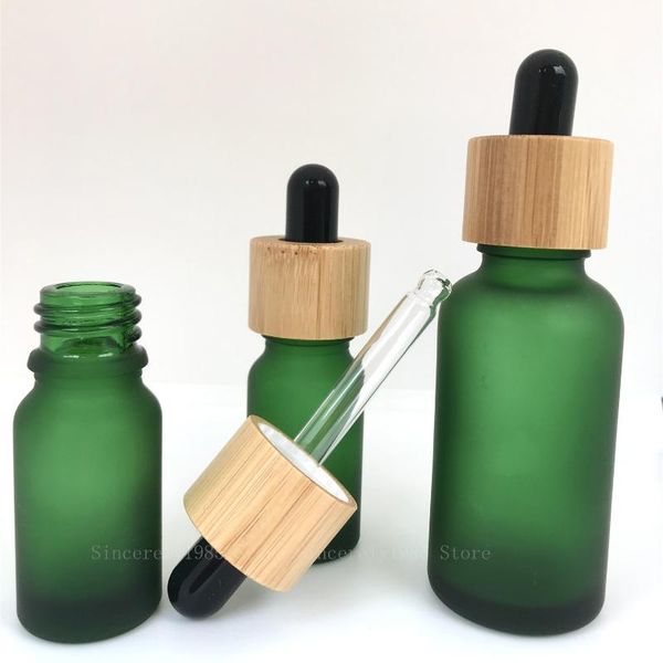 

storage bottles & jars 1x5ml 10ml 15ml 30ml 50ml 100ml matte dropper bottle with bamboo lid pipette refillable high-quality thick frosted gl