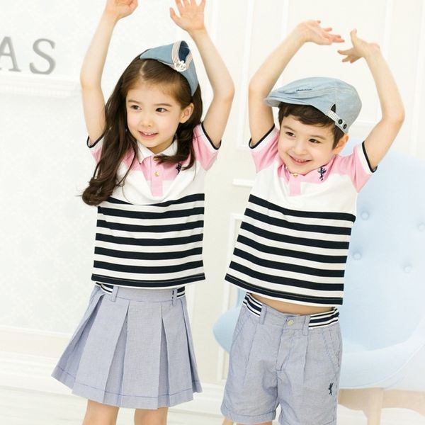 

2019 summer cotton new korean kindergarten primary school uniform sports suit xt110, Gray