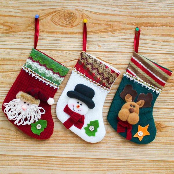 

christmas decorations stockings socks 2021 xmas knitting santa claus candy gift bag festival decor year for baby kids