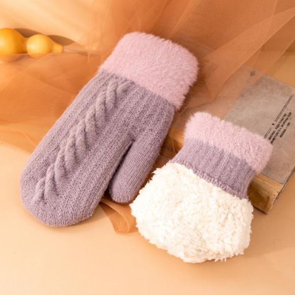 

cycling gloves all match 1 pair great pure color plush winter mitten cozy contrast for, Black