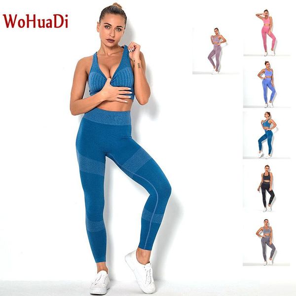 

yoga outfit wohuadi stripe seamless bra set sportswear gym sports women clothing fitness wear workout high waist legging two piece suit