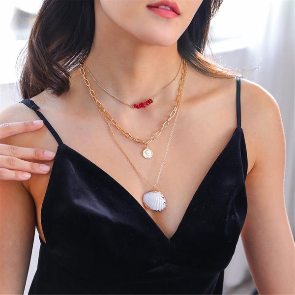 

pendant necklaces occident fashion multi-layer necklace set clavicle chain women girl gothic party jewelry birthday gift, Silver