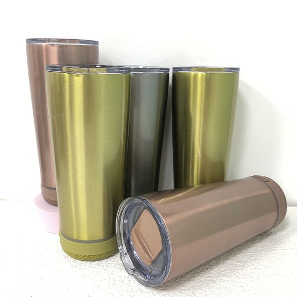 

18oz sublimation white speakers tumbler stainless steel wireless music cups double wall coffee milk mug with speaker vaso con bocina