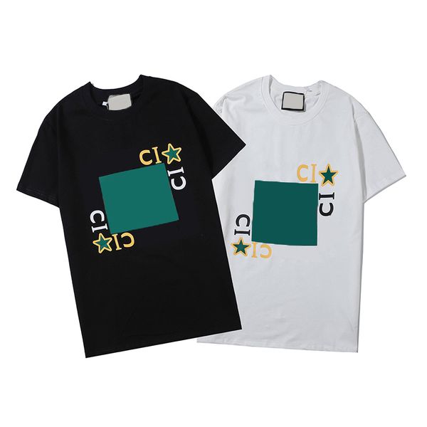 

summer fashion mens casual t-shirt loose round neck blouse printed with letters and stars breathable comfortable menfolk, White;black