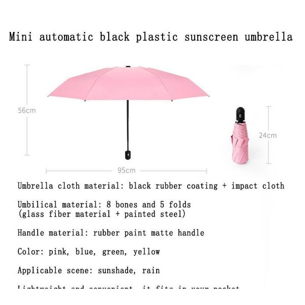 

fully-matic folding umbrella rain women gift men mini pocket parasol girls anti-uv waterproof portable travel u jllfzd