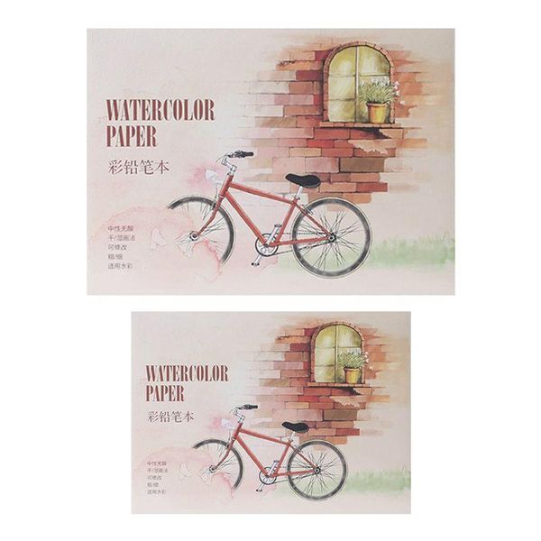 

sheet a5/a6 watercolor sketchbook paper for drawing painting color pencil book school art supplies notepads, Purple;pink