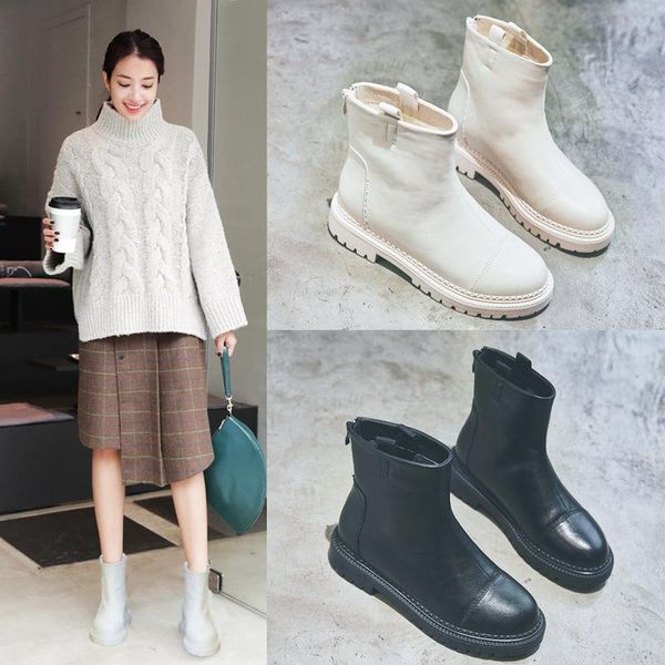 

boots 2021 autumn shoes women fashion brand matin cross-tied ladies ankle front zipper female botas mujer black