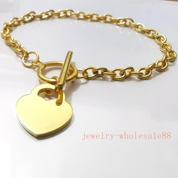 

tennis fashion women gifts gold stainelss steel sweet heart tag charms bracelet bangle 8.5'', Golden;silver
