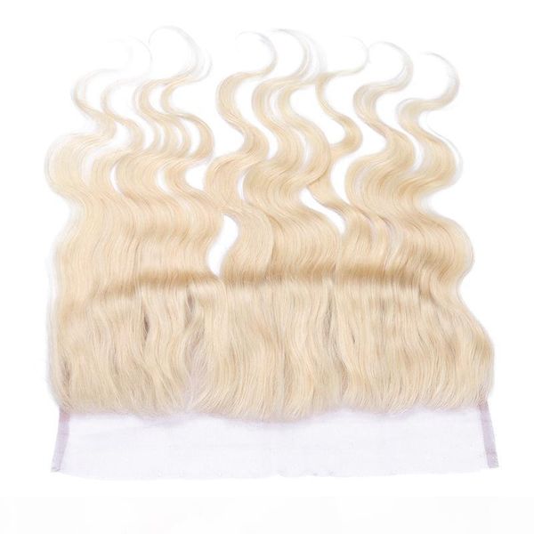 

#613 blonde virgin brazilian hair 13x4 ear to ear full lace frontals with baby hair bleach blonde body wave wavy lace frontal closure, Black;brown
