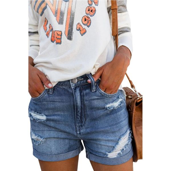 

women's jeans high waist plus size streetwear pants women clothing shorts woman fashion summer pant korean street style, Blue
