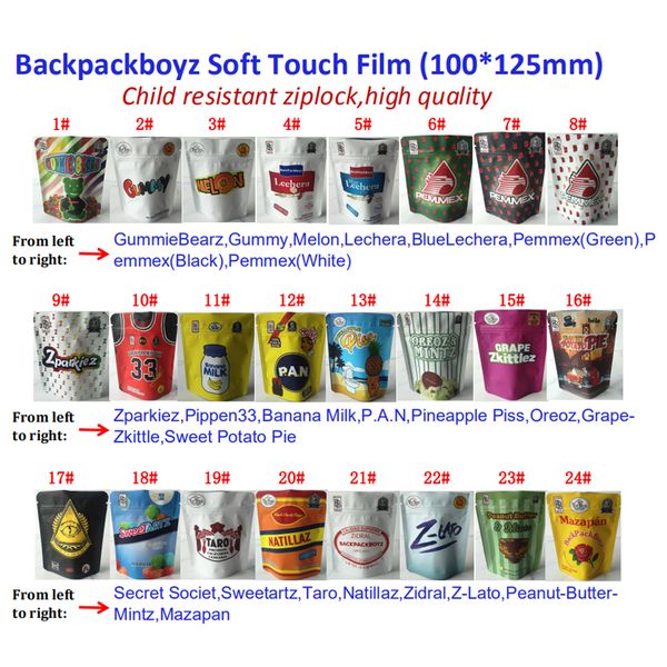 

backpackboyz 3.5g resealable smell proof packaging bag multiple colorful flavors with hologram stickers childproof bb bags