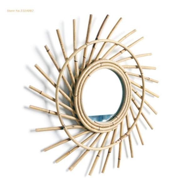 

mirrors rattan dressing mirror innovative art decoration makeup living room bedroom wall po props craft drop