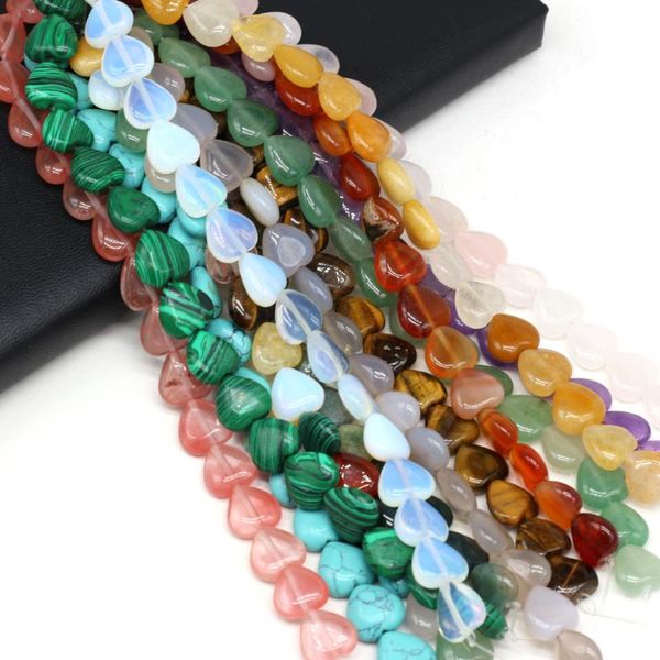 

other 16pcs natural heart shape agates yellow jades turquoises stone beads for diy jewelry making necklace bracelet gift size 12mm