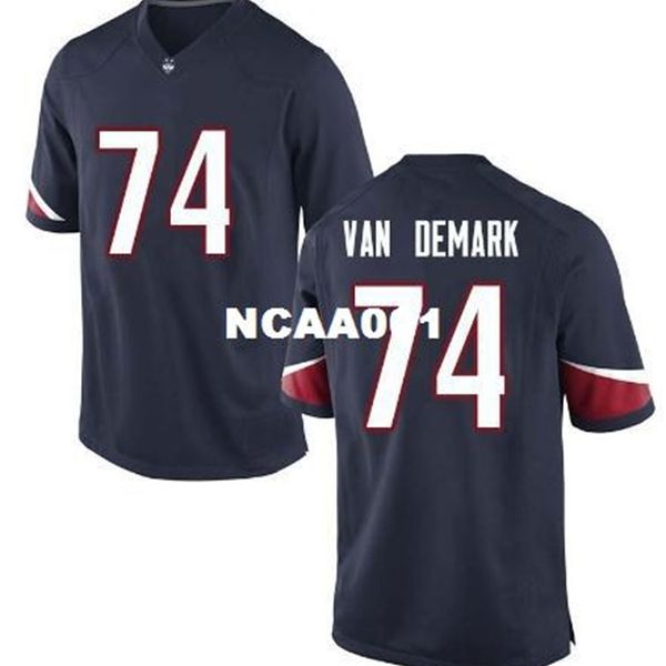 

001 uconn huskies ryan van demark #74 real full embroidery college jersey size s-4xl or custom any name or number jersey, Black