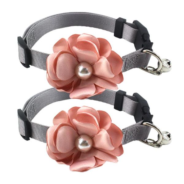 

cat collars & leads 2pcs collar walking necklace home nylon with bell outdoor sports flower pearl anti bite adjustable length pet supplies