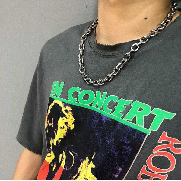 

earrings & necklace original japanese and korean simple collocation hip hop street thick sweater chain couple style, Silver