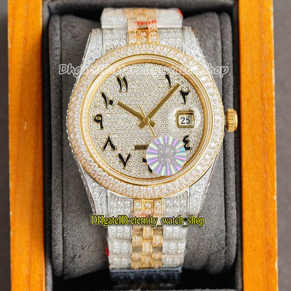 

eternity hip hop watches rff latest products 126334 126331 126333 arab diamonds dial 2836 automatic iced out full mens watch 904l steel diam, Slivery;brown