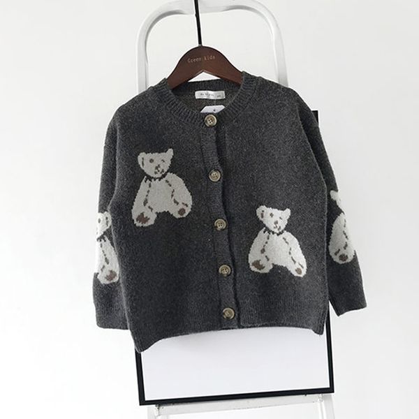 

baby boys and girls cardigan sweater 2-11years autumn and winter cartoon jacquard koala bear knitting outwear clothing 210308, Blue