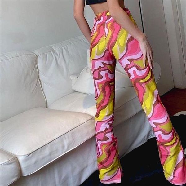 

tie dye flare 90s festival women pants aesthetic clothes trousers vintage print high waist wide leg pant females fashion, Black;white