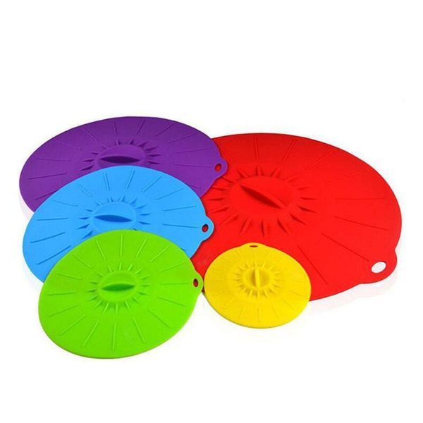

kitchen storage & organization 5pcs silicone pot cover heat resistant microwave various sizes lids for bowls, plate, pots, pans fridge safe