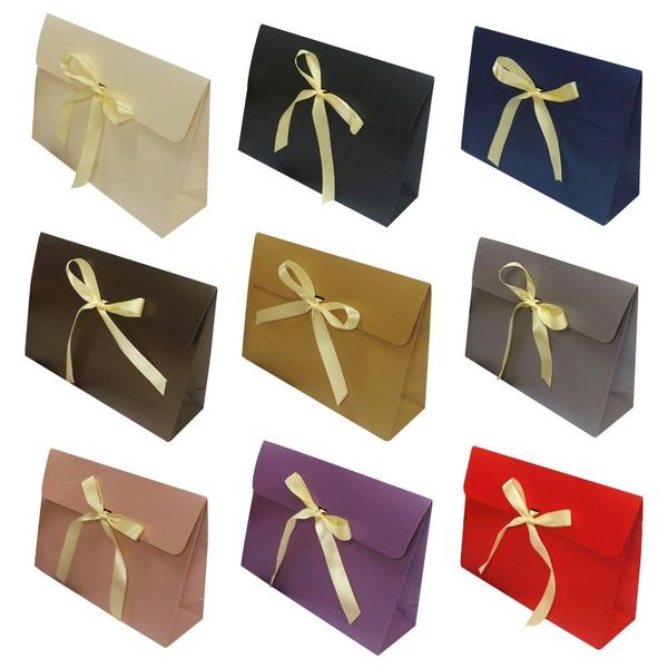 

20 pack paper gift bags with bow ribbon deluxe scarf gloves hats jewelry box carrier bag party favor bag treat bags wedding lxac
