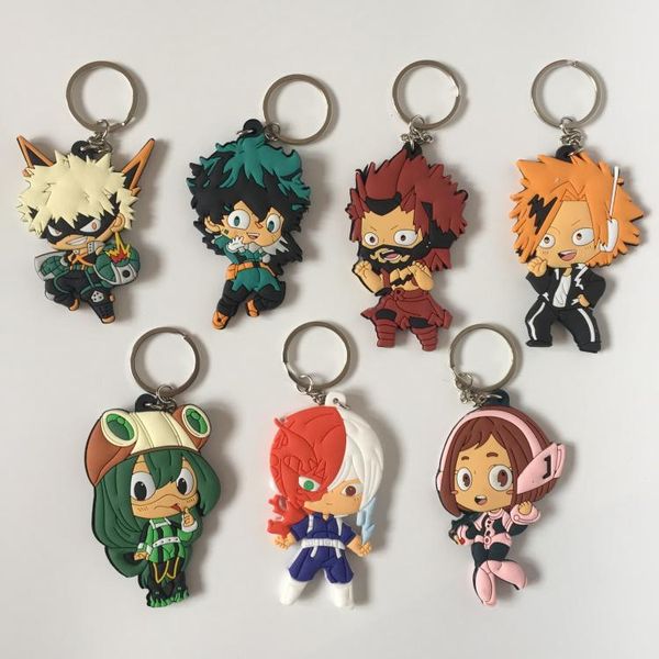 

keychains hero academia pvc parts & accessories pendant ornament decoration bag chain ring key chains, Silver