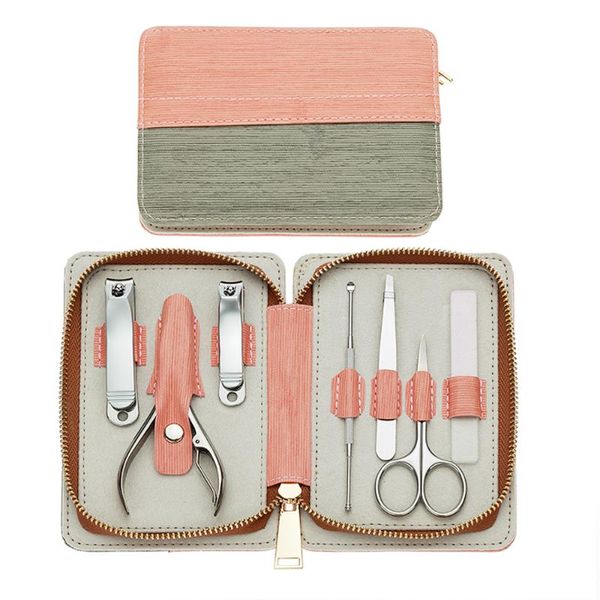 

nail art kits professional manicure set clippers kit pedicure 7 pcs stainless steel grooming care tools with travel case