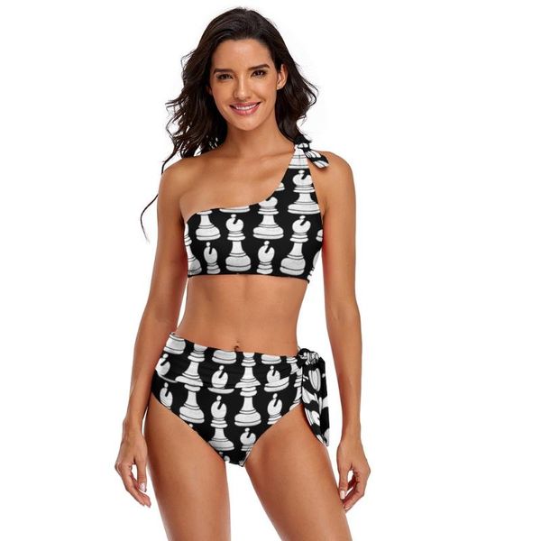 

one-piece suits chess bikini swimsuit high leg multicolor swimwear festival 2 piece teen bathing suit