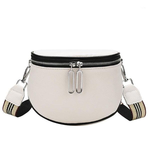 

evening bags 100% genuine leather ladies half round waist bag designer women shoulder casual woven strap messenger hand1