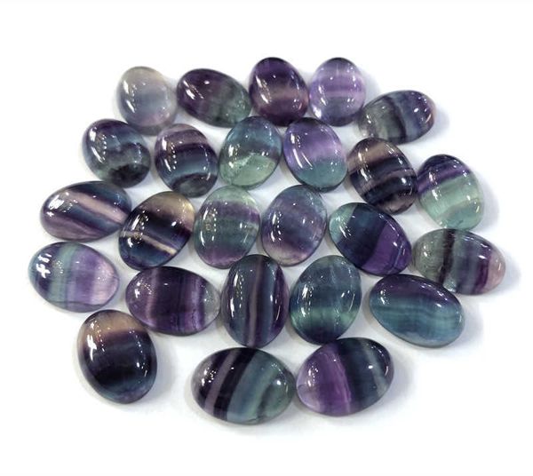 Genuine Rainbow Fluorite Cabochon Atacado 13x18mm Oval Gemstone Beads Cab Solto Precioso Anel de Pedra Rosto Acessórios Pingente H1015