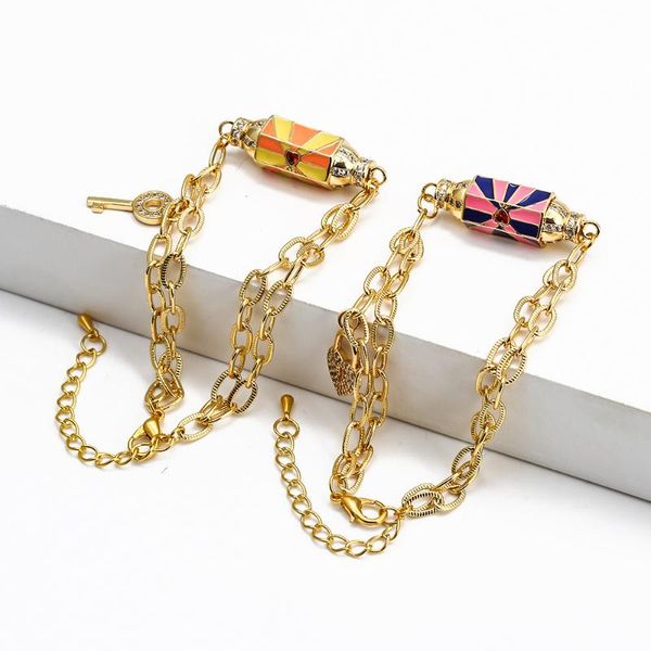 

charm bracelets key heart letter pendant bracelet women boho gold turkish evil eye bead couple art punk hip hop handmade jewelry pulsera, Golden;silver