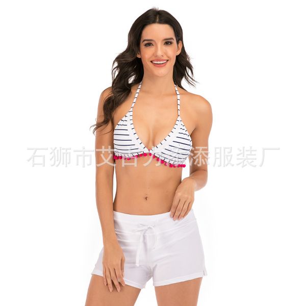 

flat fashion large size swimming trunks women's angle beach pants, White;black