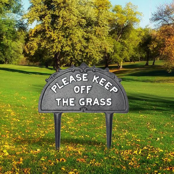 

garden decorations warning sign letters heavy duty with stakes keep off grass yard plaque cast 1pc farm