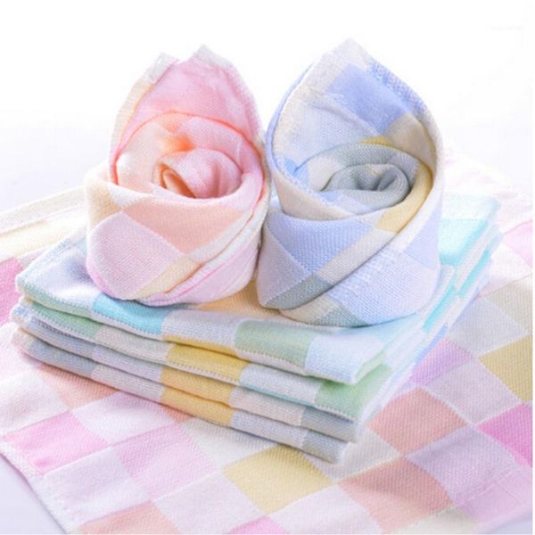 

towels & robes wholesale- soft comfortable bibs cotton checkered towel baby daily dedicated feeding face bright colors small square wash1