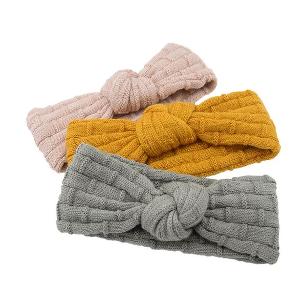 7 farben Winter Gestrickte Stirnband Haar Zubehör Frauen Wärmer Knoten Haarband Dame Häkeln Breite Stretch Headwrap Turbane M3768