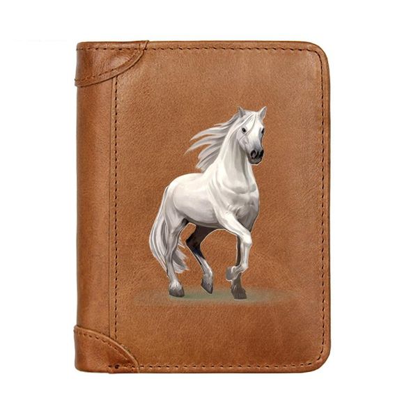 

wallets vintage white horse design male genuine leather men wallet credit business card holders purses women money bag, Red;black