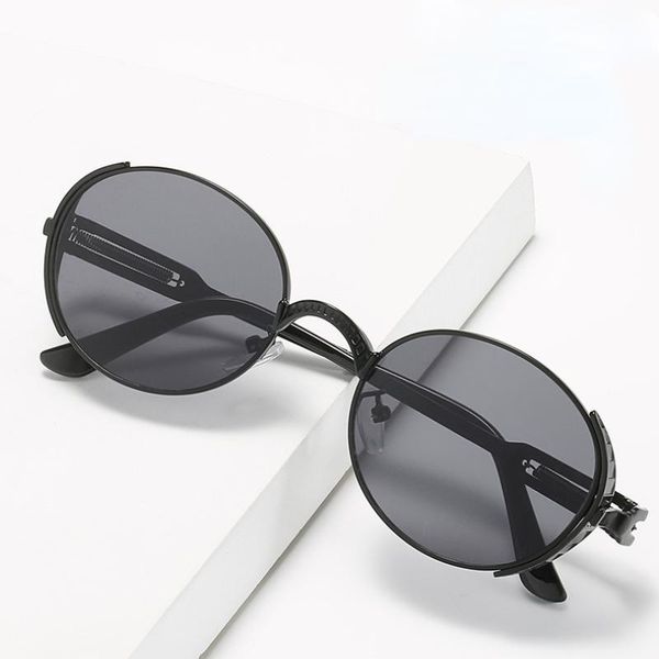 

sunglasses metal steampunk men and women 2021 fashion glasses brand design retro, White;black