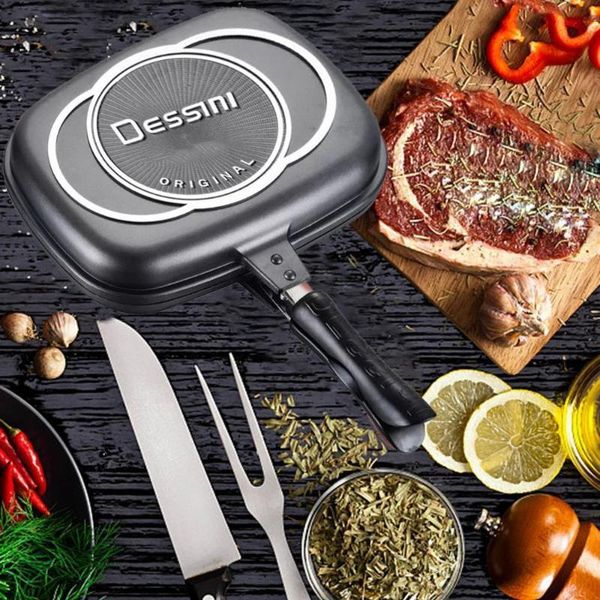 

pans die casting double sided fry pan grill multifunctional non-stick frying for kitchen