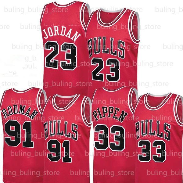 

retro chicago bulls 23 michael jersey scottie 33 pippen jersey dennis 91 rodman basketball jerseys mens retro mesh, Black;red