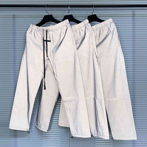 

fear of god essentials fog double line 3m reflective drawcord high street nylon legged pants for men, Black