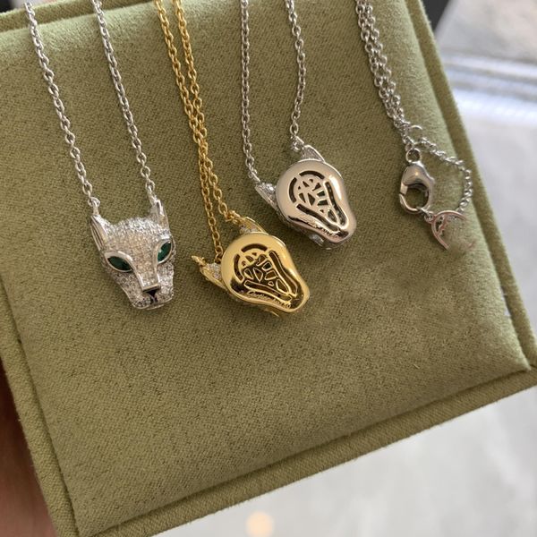 

new leopard head necklace with 18 gold plated diamond pendant, Silver