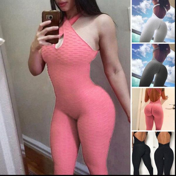 

2021 new cross bandage jumpsuit sleeveless solid bodysuit backless casual fitness women long jumpsuit drop shipping, Black;white