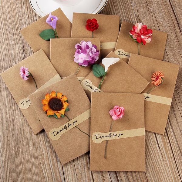 

gift wrap 1set mini envelope vintage diy kraft paper invitation greeting card tags cards handmade dry flower wedding party