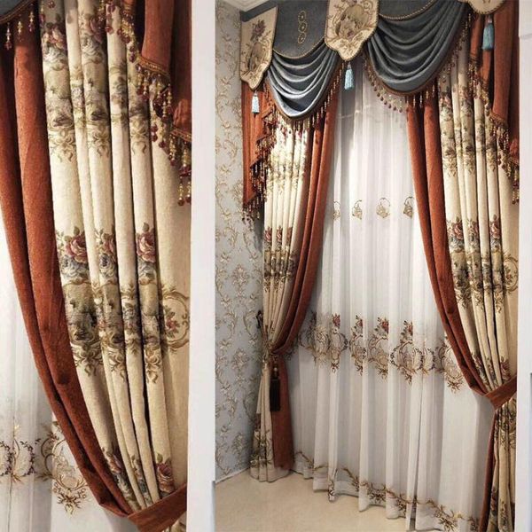 

curtain & drapes european-style chenille luxury stitching jacquard fabric living room master bedroom customization