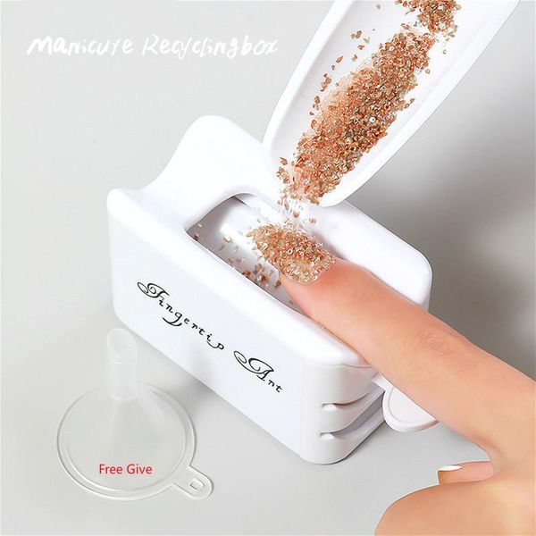 

nail art kits double layer glitter powder drill manicure tools profesional jewelry recycling box storage portable container white diy