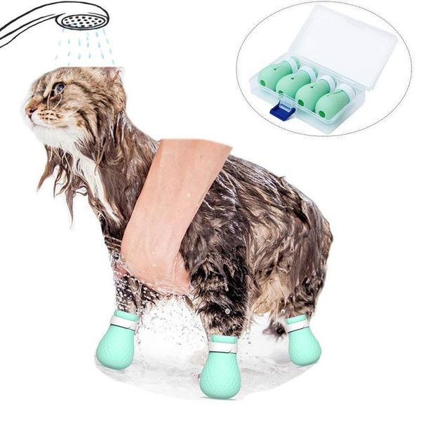 

cat costumes adjustable pet protector for bath soft silicone anti-scratch shoes grooming supplies checking cover