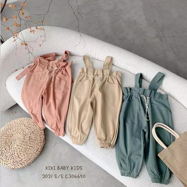 

jumpsuits 2021 korea style girls boys ruffles overall spring cotton pants kids clothes 2-7 years a, Blue